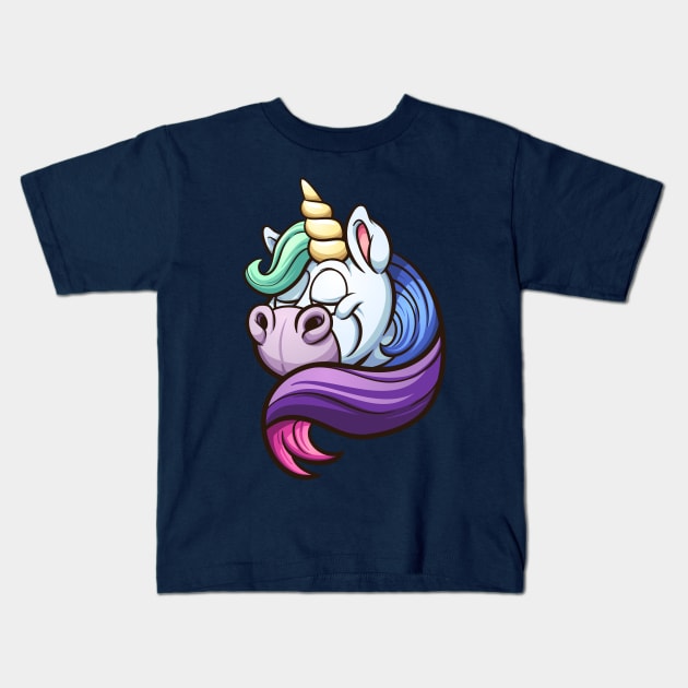 Unicorn with rainbow mane Kids T-Shirt by memoangeles